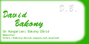 david bakony business card